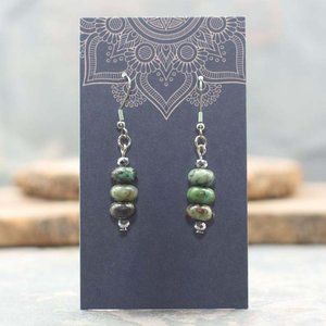 African Turquoise Dangle Earrings